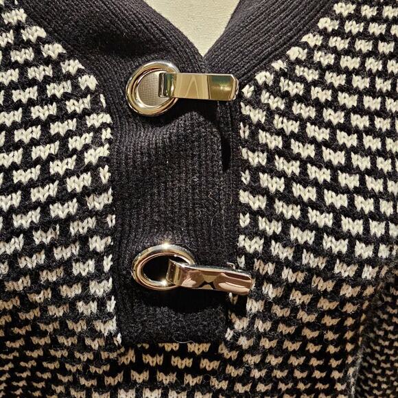 Karen Scott Knit Sweater Black White Polka Dot Retro Mod Preppy Y2K Academia - Picture 5 of 8